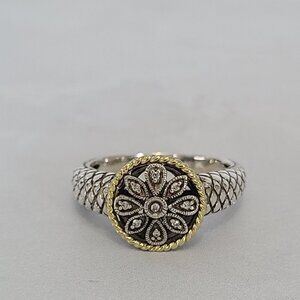 Andrea Candela 18kt and Sterling Silver Round Antique Flower Diamond Ring